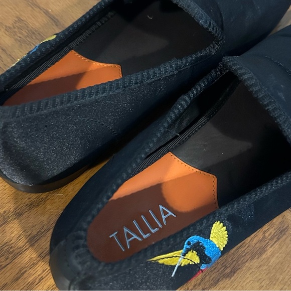 TALLIA Black Embroidered Enrico Bird Men's Shoes Size 8 - Picture 4 of 7